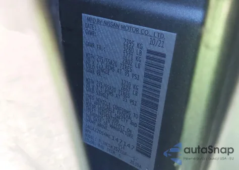 2021 Nissan Murano Platinum Intelligent Awd z USA, uszkodzony, nr VIN 5N1AZ2DS4MC147147